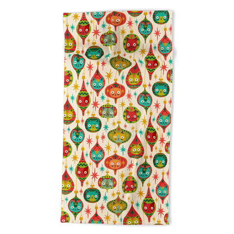 carriecantwell Meowy Christmas Beach Towel