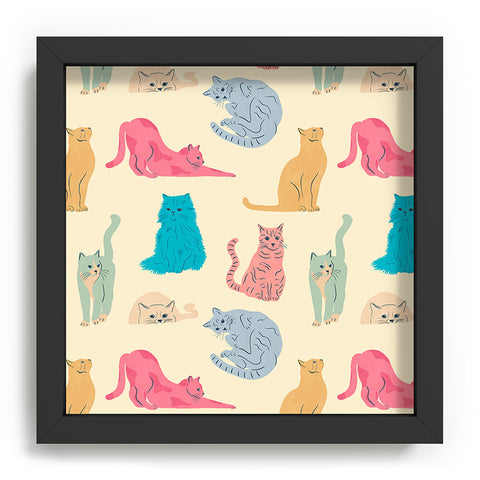 carriecantwell Pastel Cats Pattern Recessed Framing Square