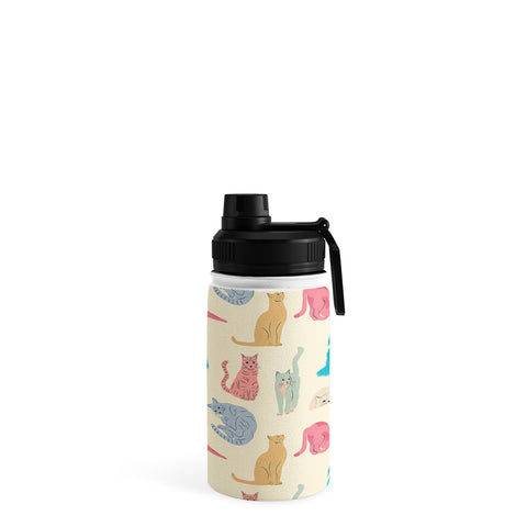 carriecantwell Pastel Cats Pattern Water Bottle