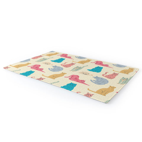 carriecantwell Pastel Cats Pattern Area Rug