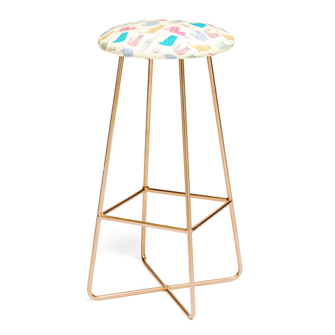 carriecantwell Pastel Cats Pattern Bar Stool