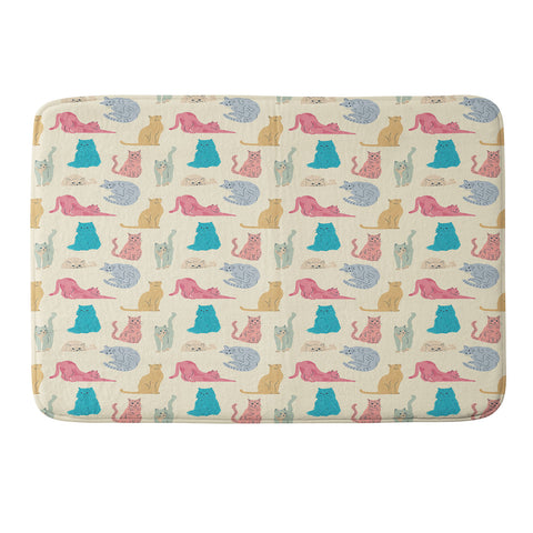 carriecantwell Pastel Cats Pattern Memory Foam Bath Mat