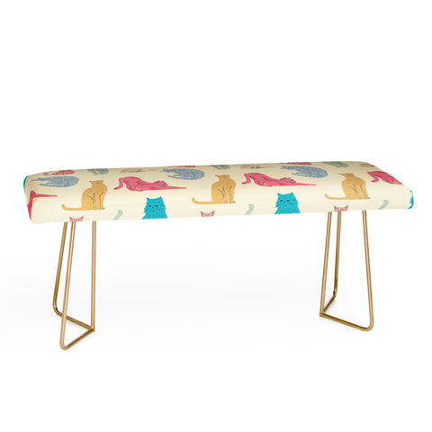 carriecantwell Pastel Cats Pattern Bench