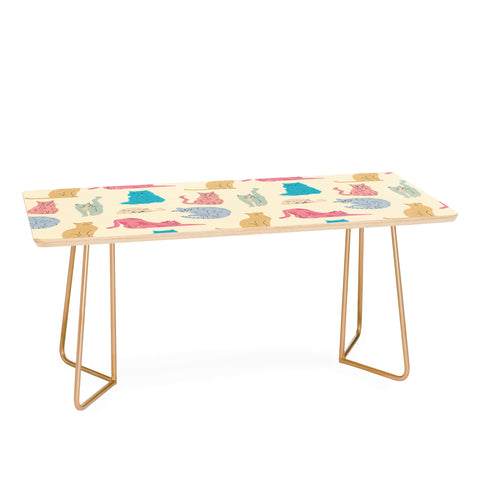 carriecantwell Pastel Cats Pattern Coffee Table