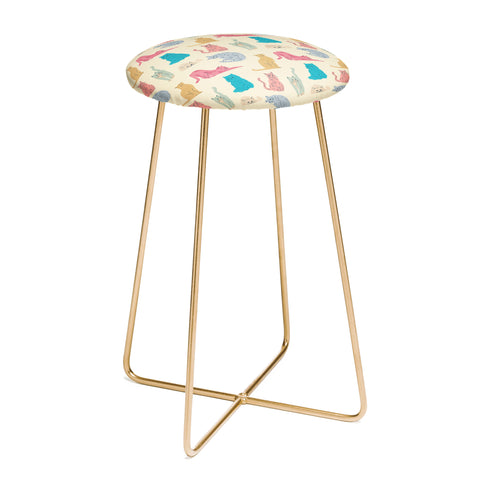 carriecantwell Pastel Cats Pattern Counter Stool