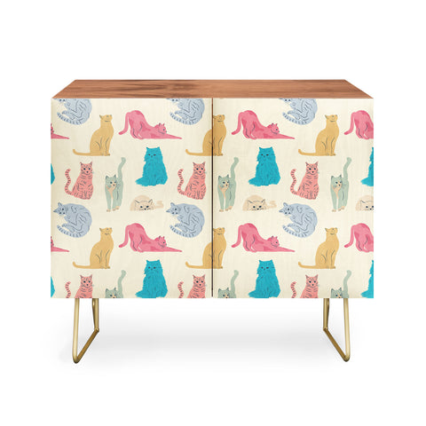 carriecantwell Pastel Cats Pattern Credenza