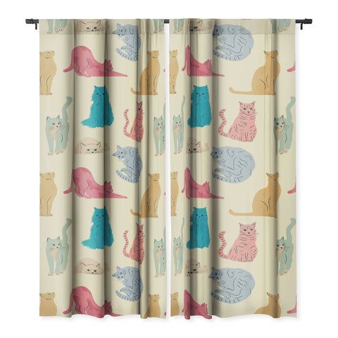 carriecantwell Pastel Cats Pattern Blackout Non Repeat