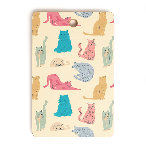 carriecantwell Pastel Cats Pattern Cutting Board Rectangle