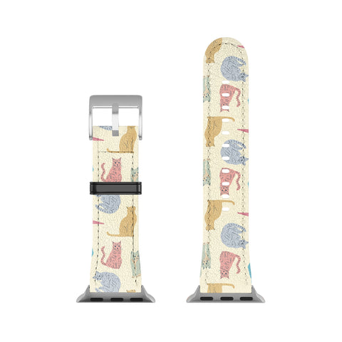 carriecantwell Pastel Cats Pattern Apple Watch Band