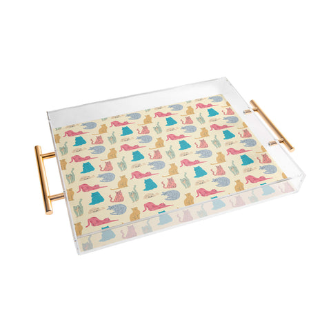 carriecantwell Pastel Cats Pattern Acrylic Tray