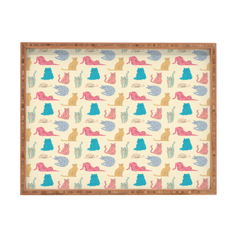carriecantwell Pastel Cats Pattern Rectangular Tray