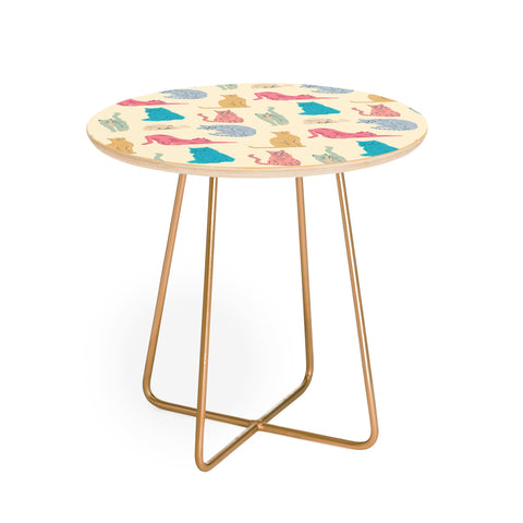 carriecantwell Pastel Cats Pattern Round Side Table