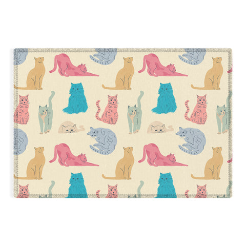 carriecantwell Pastel Cats Pattern Outdoor Rug