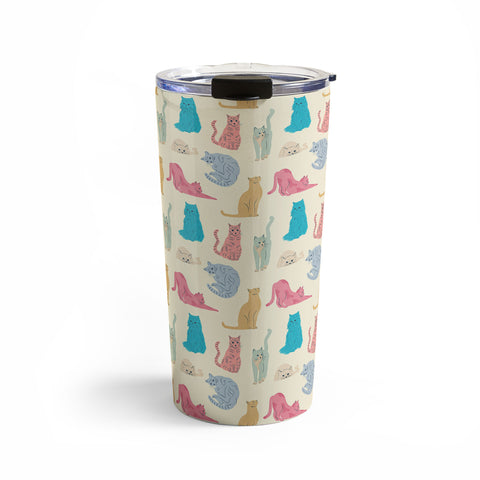 carriecantwell Pastel Cats Pattern Travel Mug