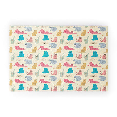 carriecantwell Pastel Cats Pattern Welcome Mat