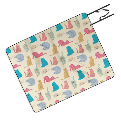 carriecantwell Pastel Cats Pattern Picnic Blanket