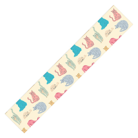 carriecantwell Pastel Cats Pattern Table Runner