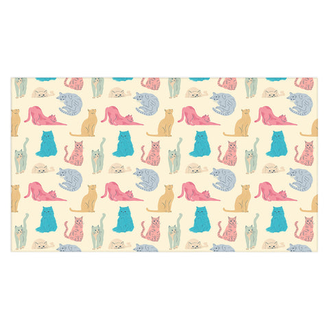 carriecantwell Pastel Cats Pattern Tablecloth