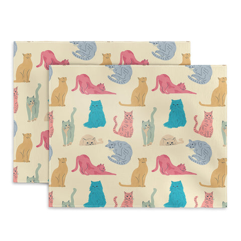 carriecantwell Pastel Cats Pattern Placemat