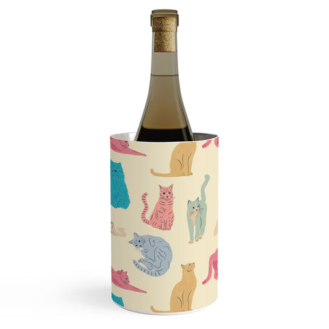 carriecantwell Pastel Cats Pattern Wine Chiller