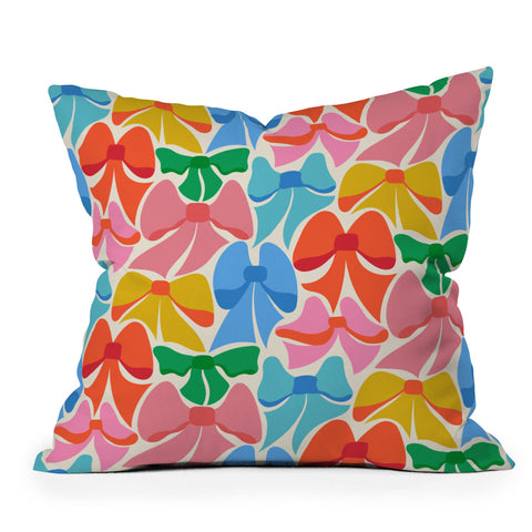 carriecantwell RainBows Bright Multi Retro Outdoor Throw Pillow