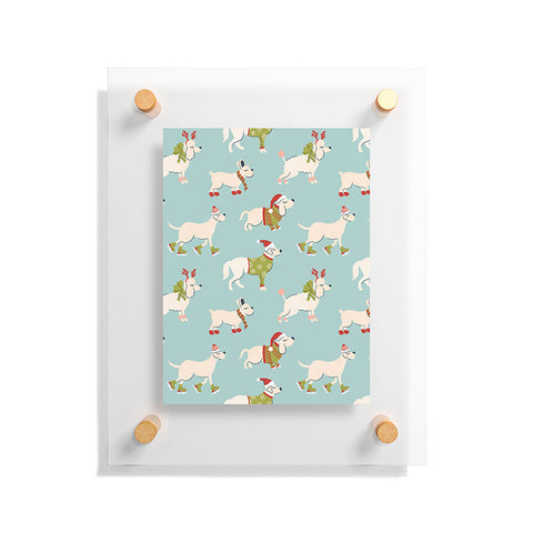 carriecantwell Retro Christmas Winter Dogs Floating Acrylic Print