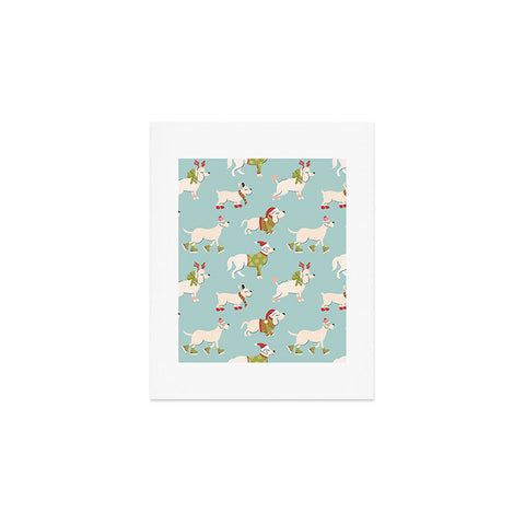 carriecantwell Retro Christmas Winter Dogs Art Print