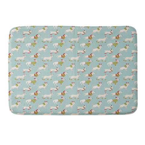 carriecantwell Retro Christmas Winter Dogs Memory Foam Bath Mat