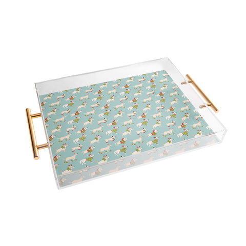 carriecantwell Retro Christmas Winter Dogs Acrylic Tray