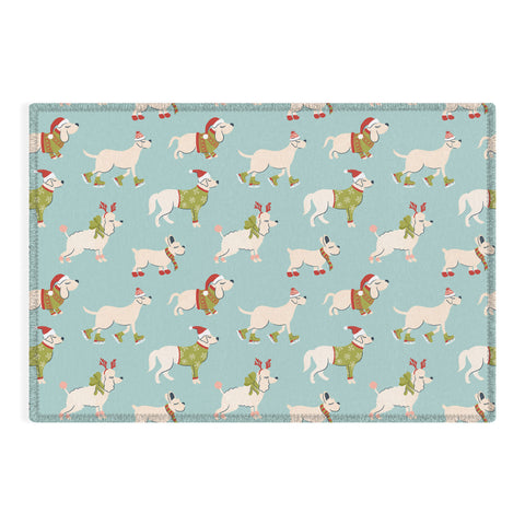 carriecantwell Retro Christmas Winter Dogs Outdoor Rug