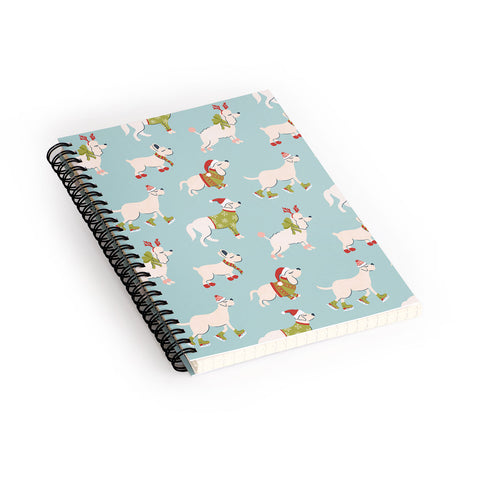 carriecantwell Retro Christmas Winter Dogs Spiral Notebook