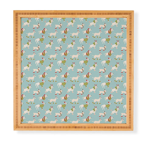 carriecantwell Retro Christmas Winter Dogs Framed Wall Art