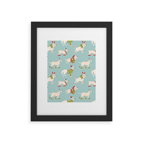 carriecantwell Retro Christmas Winter Dogs Framed Art Print