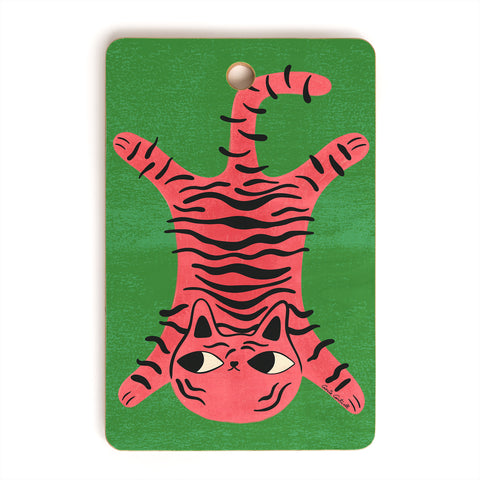 carriecantwell Silly Cat Rug Cutting Board Rectangle