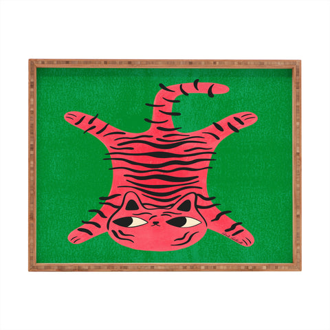 carriecantwell Silly Cat Rug Rectangular Tray