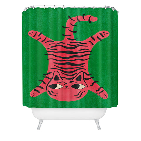 carriecantwell Silly Cat Rug Shower Curtain