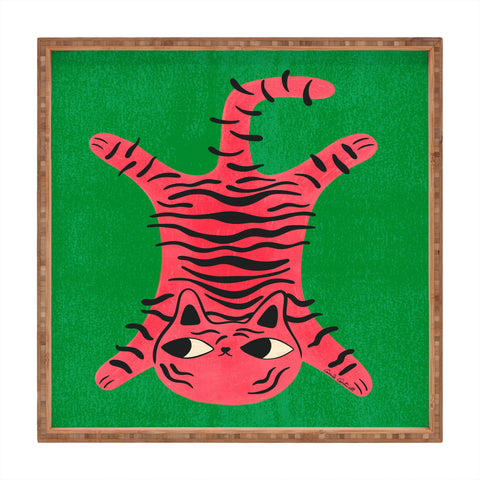 carriecantwell Silly Cat Rug Square Tray