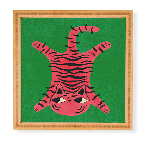 carriecantwell Silly Cat Rug Framed Wall Art