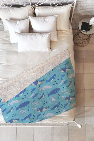 carriecantwell Sweet Sea Life Fleece Throw Blanket