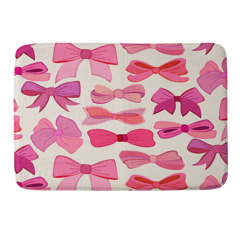 carriecantwell Vintage Pink Bows Memory Foam Bath Mat