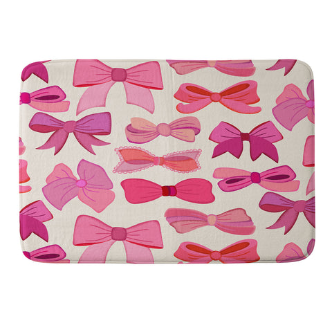 carriecantwell Vintage Pink Bows Memory Foam Bath Mat