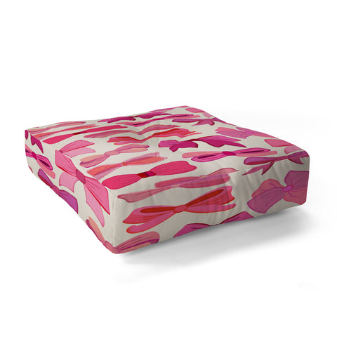 carriecantwell Vintage Pink Bows Floor Pillow Square