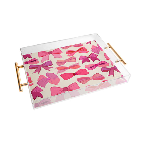 carriecantwell Vintage Pink Bows Acrylic Tray
