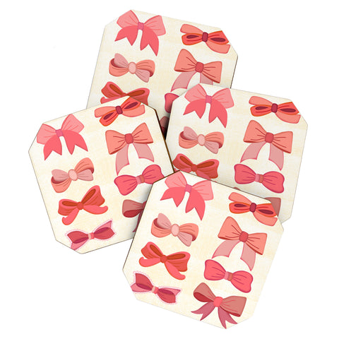 carriecantwell Vintage Pink Bows I Coaster Set