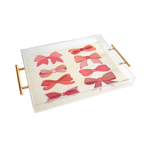 carriecantwell Vintage Pink Bows I Acrylic Tray