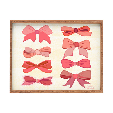 carriecantwell Vintage Pink Bows I Rectangular Tray
