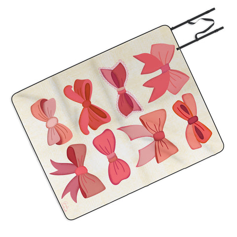 carriecantwell Vintage Pink Bows I Picnic Blanket
