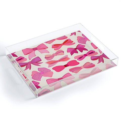 carriecantwell Vintage Pink Bows Acrylic Tray