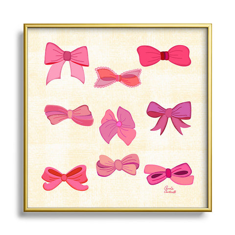 carriecantwell Vintage Pink Bows Square Metal Framed Art Print