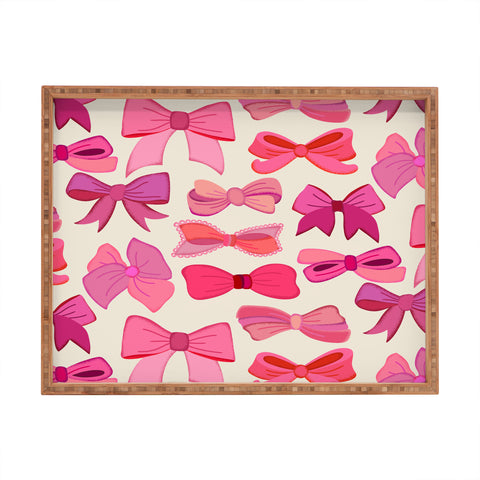 carriecantwell Vintage Pink Bows Rectangular Tray